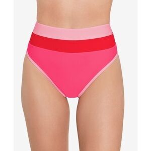 Salt + Cove Juniors Colorblocked High-Waist Bikini Bottoms Hot Pink Junior L